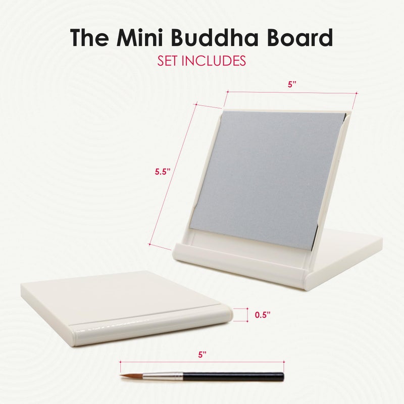 Buddha Board Mini Buddha Board Art Set: Water Drawing Writing Board w/Mini Water Brush for Mindfulness & Meditation â€“ Inkless Zen Based Drawing Board, Painting & Art Supplies, Ideal Relaxation Gift (5â€x5â€ White) - Image 4